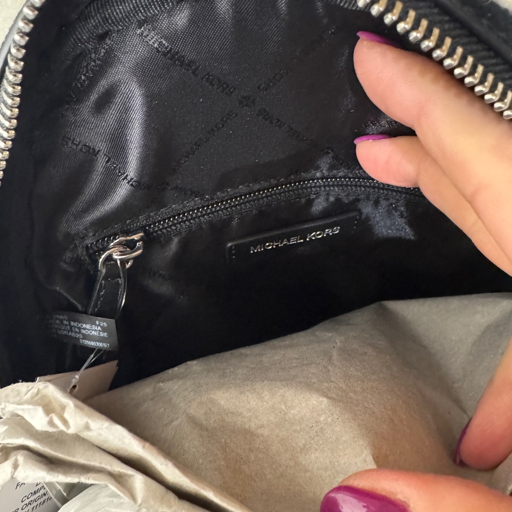 Michael Kors Rhea Medium Suede Leather and Faux Shearling Backpack in Black - Picture 12 of 12